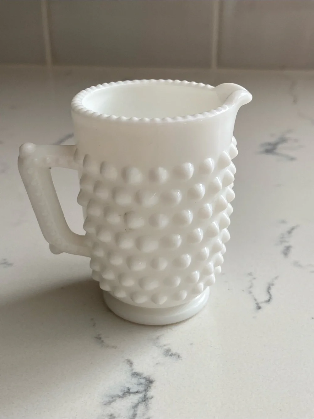 Vintage Fenton Hobnail Milk Glass Mini Creamer #3665